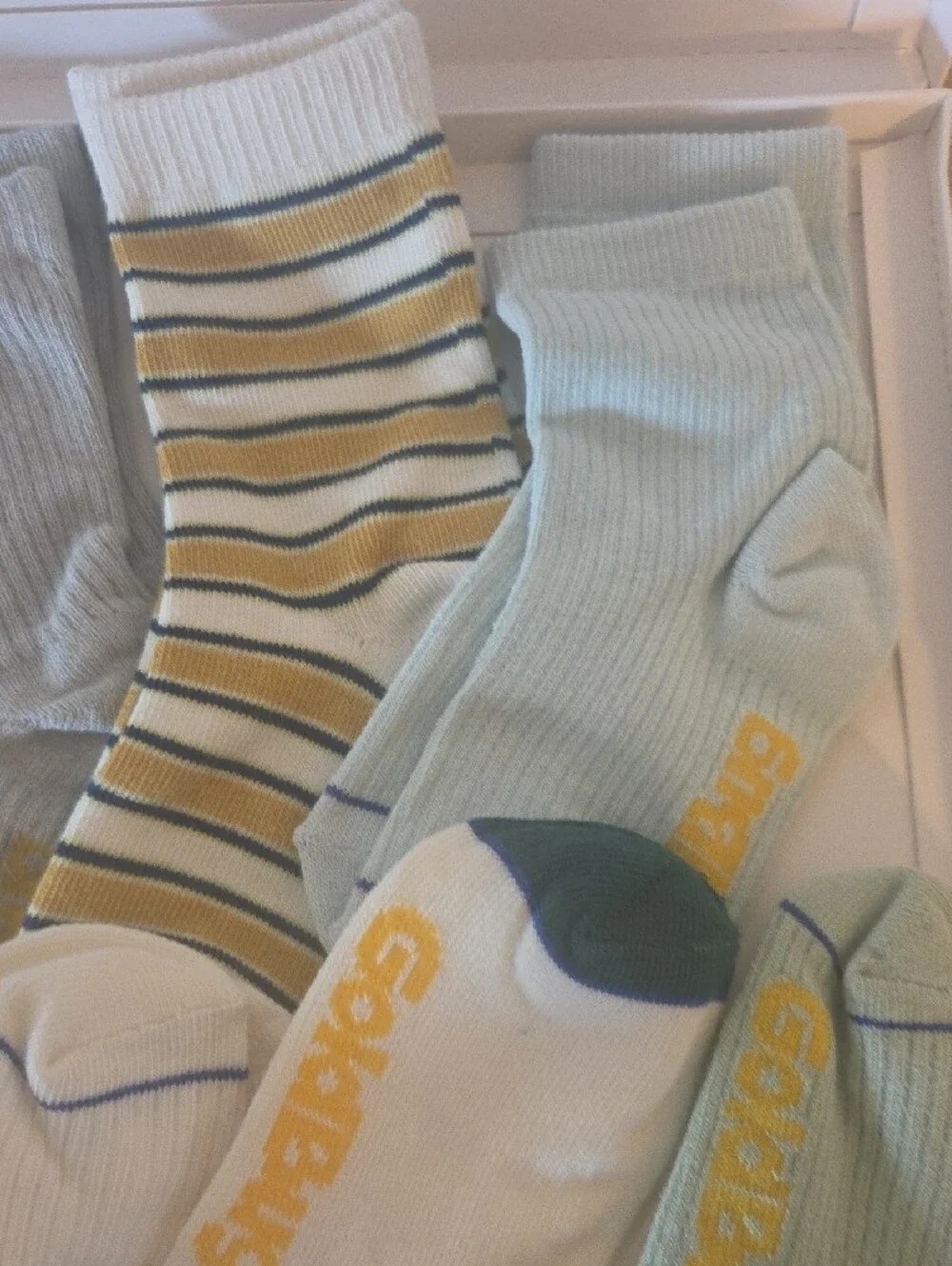 GoldBug Boys' Fashion Crew Socks 8-Pack in Green, Navy & Cream